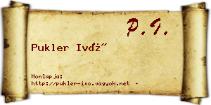 Pukler Ivó névjegykártya